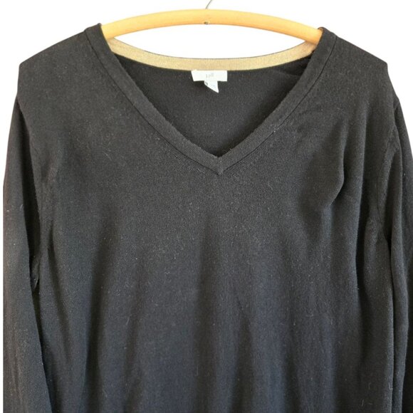 J. Jill Womens Black V-Neck Long Sleeve Sweater Tunic Large Cotton Blend - Picture 2 of 8